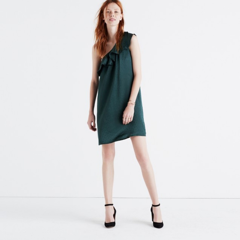 Madewell silk dance floor one shoulder dress sz4